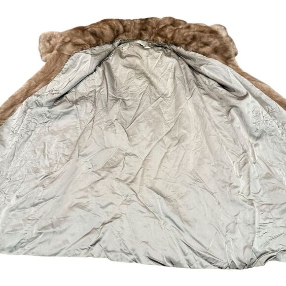 GENUINE MINK FUR COAT Vintage Full Length Autumn Haze Mink Coat Pastel Mink Coat - Picture 15 of 16